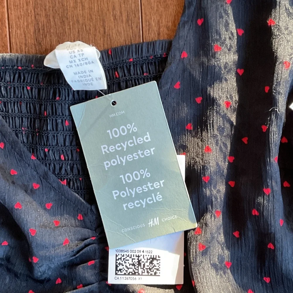 H&M Black Blouse with Subtle Red Dots - Picture 7 of 7